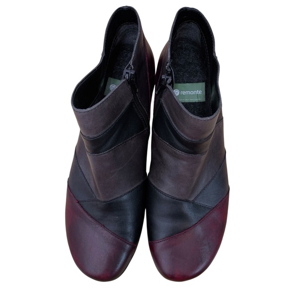 Remonte Ankle Booties Boots Womens 39 Brown Red Black Colourblock Leather Fall - Picture 3 of 12